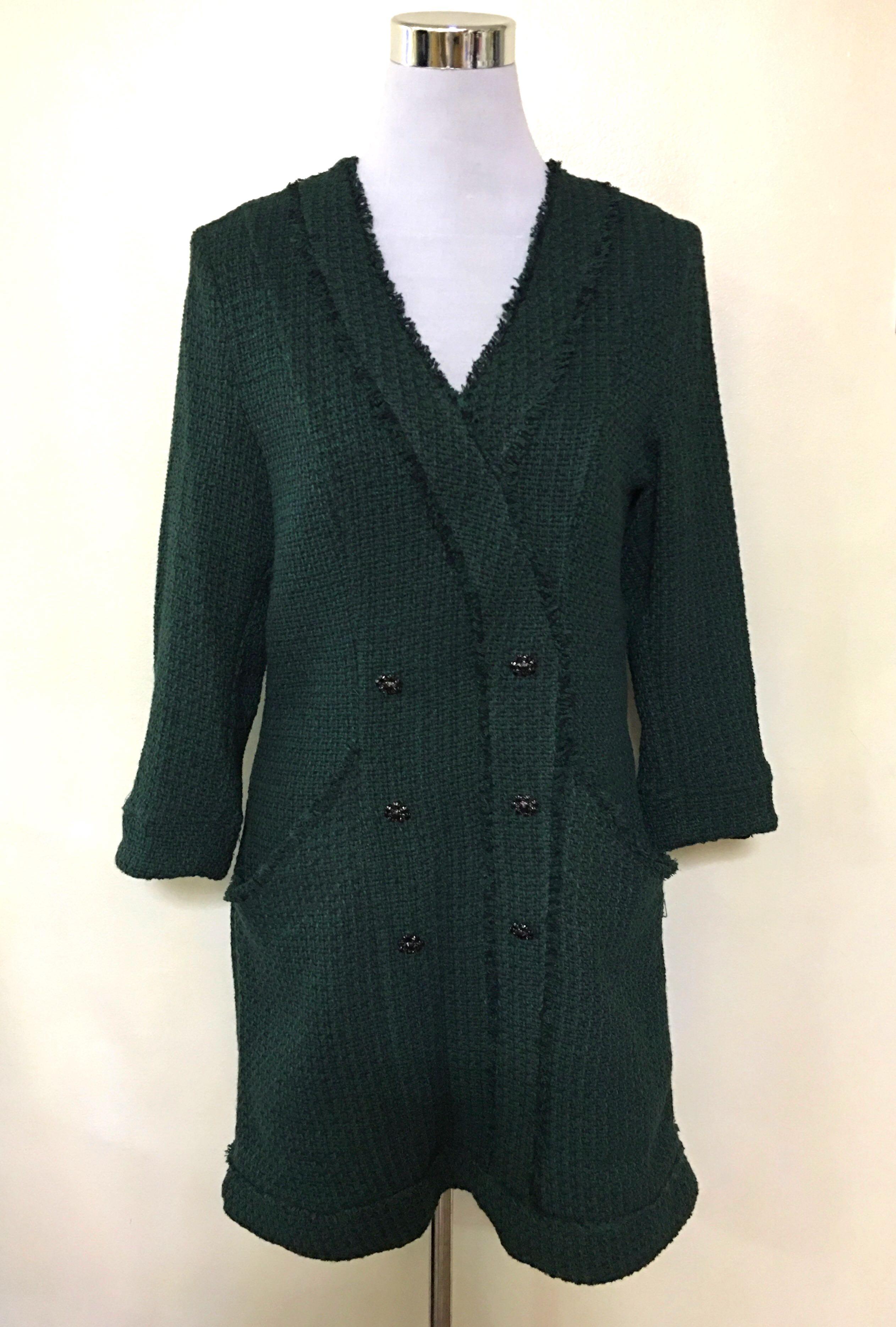 tweed dress with gem buttons