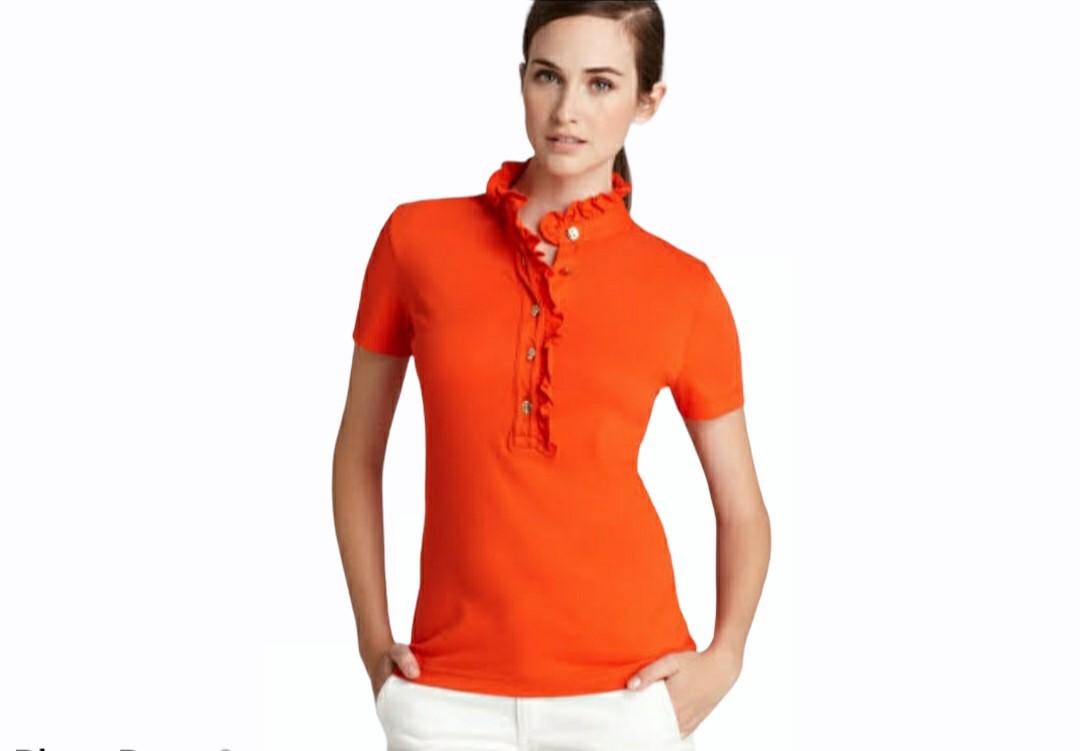 🌸 TORY BURCH Red Ruffled Neckline Polo Shirt 🌸, Women's Fashion, Tops,  Blouses on Carousell