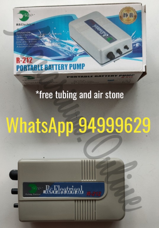 Aquarium / Fishing Battery Air Pump ☆ Single Outlet ☆ with free tubing and  air stone. Brand New, authentic RS Electric product., Pet Supplies, Homes &  Other Pet Accessories on Carousell