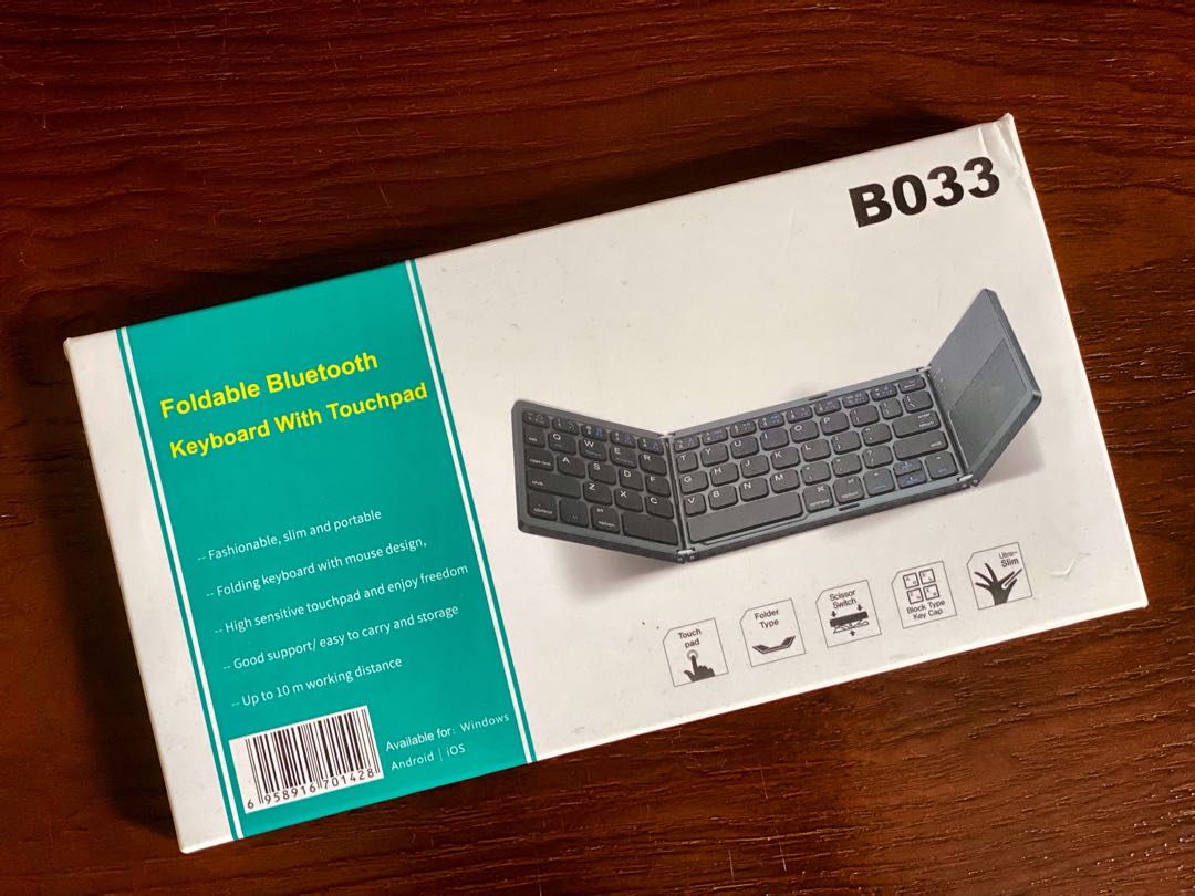 CHENFA B033 Rechargeable 3-Folding 64 Keys Bluetooth Wireless Keyboard with Touchpad Color : Black Black 