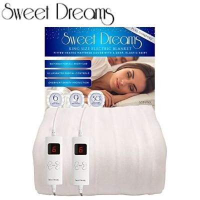 BNIP Sweet Dreams Electric Blanket King Size Bed with Dual Controls - 152 x  203 x 40cm - Fully Fitted Heated Mattress Cover Underblanket with  Elasticated Skirt- Overheat Protection (Queen), Furniture u0026