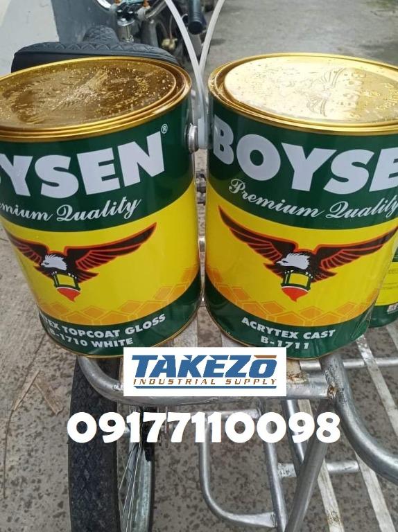 Boysen Paint (Category: Construction & Building Materials) located in Manila. Submitted by joeyroque09 (Listing ID 1120269992, Image 2). Description: ~ Boysen Acrytex Reducer P459/gal ~ Boysen Acrytex Cast P518/gal ~ Boysen Flat Latex Permacoat P624/gal ~ Boysen Acrytex Top Coat Gloss P1,024/gal ~ Boysen Gloss Latex P2,918/gal Contact 09177110098 for FAST TRANSACTIONS. ______ Location: Mayhaligue St. Abad Santos Manila Waze: Takezo Industrial Sup
