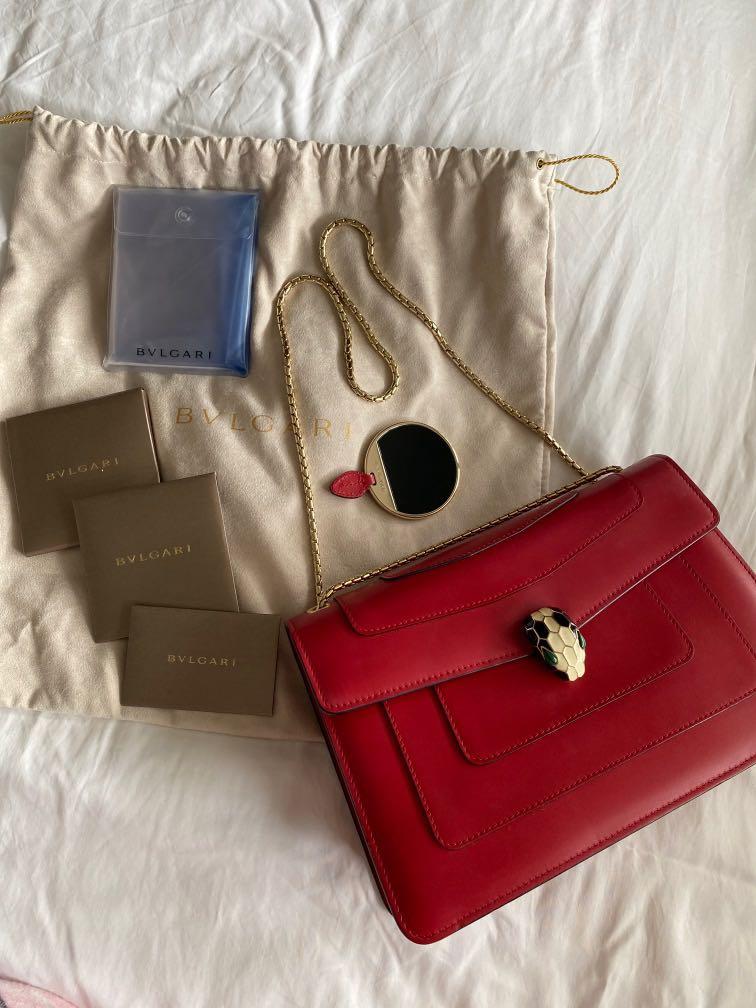 Bvlgari Red Serpenti shoulder bag Luxury Bags Wallets on Carousell