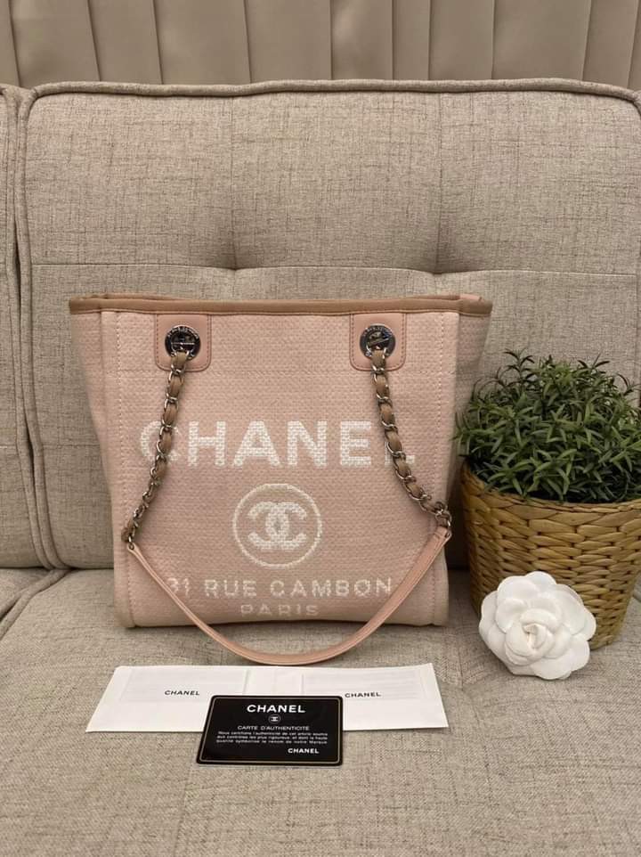 NEW SIZE* Chanel Lilac Canvas Small Deauville Tote Bag with CC Logo P –  Sellier