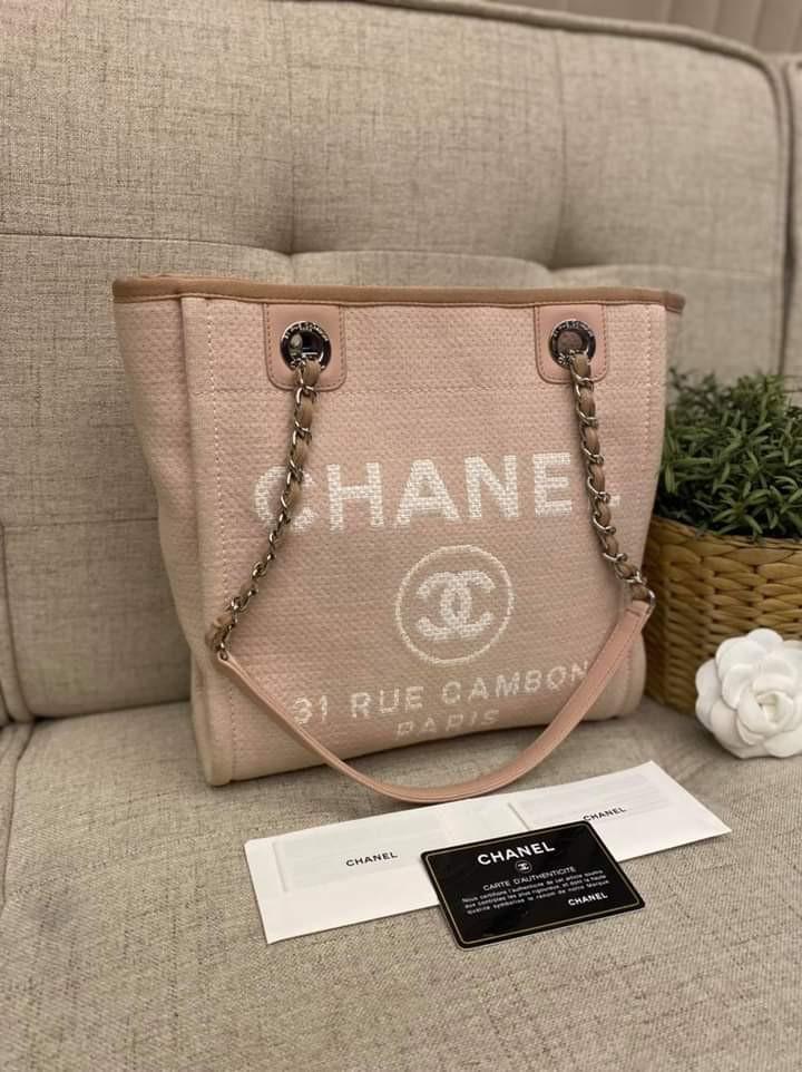 Chanel Deauville Mini Pink Canvas Tote Bag in Series 20, Luxury, Bags &  Wallets on Carousell