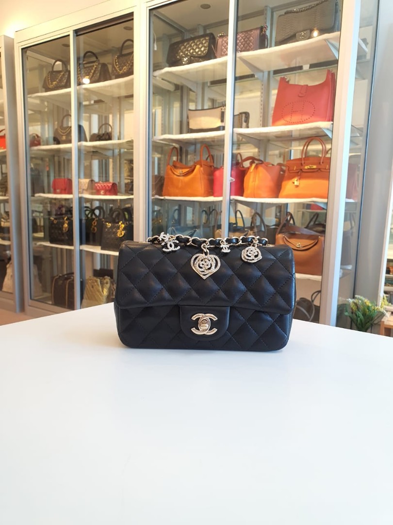 Chanel Valentine Lucky Charm Mini Rectangle Black Lamb Series 19, Luxury,  Bags & Wallets on Carousell