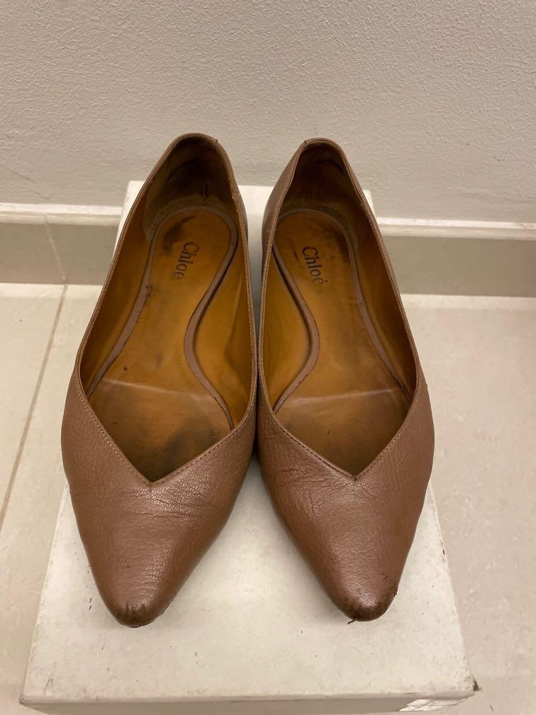 Chloe Dusty Rose well worn flats EU37 fits EU38 uk5