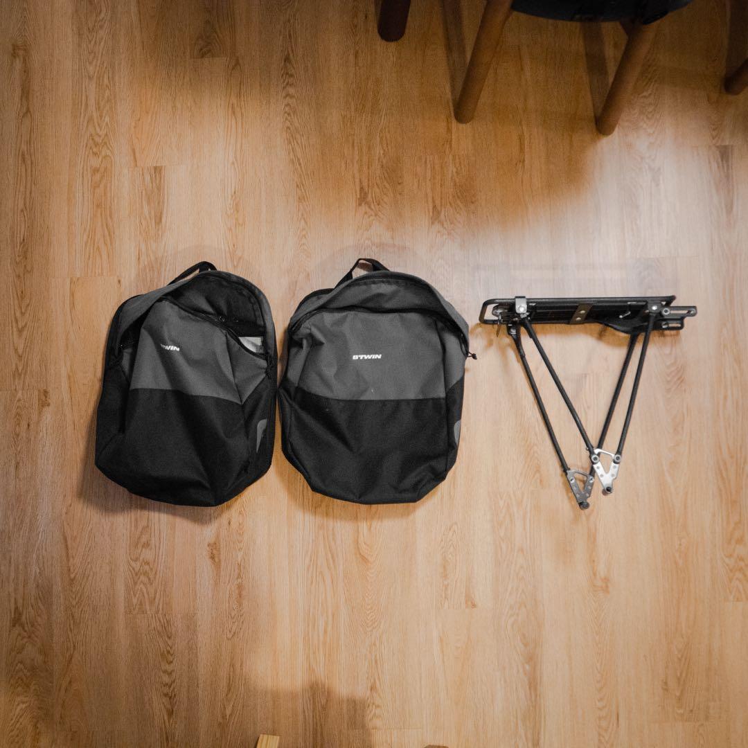 Decathlon Bike Rack and Pannier Bags, Sports Equipment, Bicycles