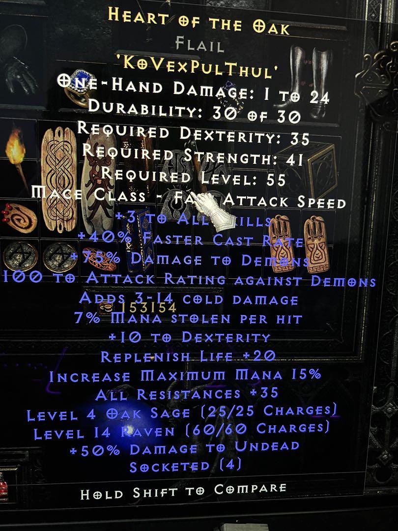 Diablo 2 Resurrected Heart of the oak, Video Gaming, Video Games, Others on Carousell