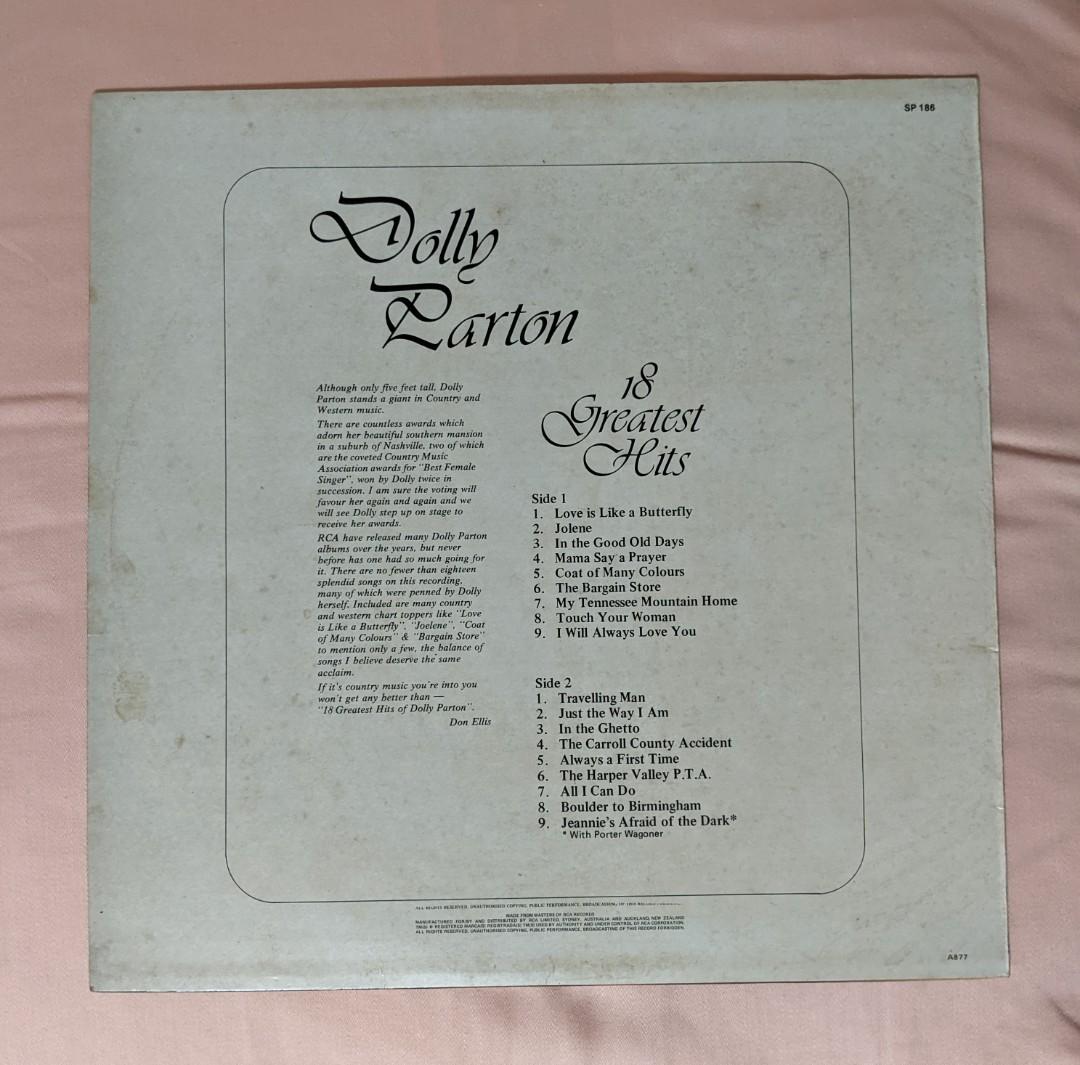 Dolly Parton 18 Greatest Hits LP, Hobbies & Toys, Music & Media