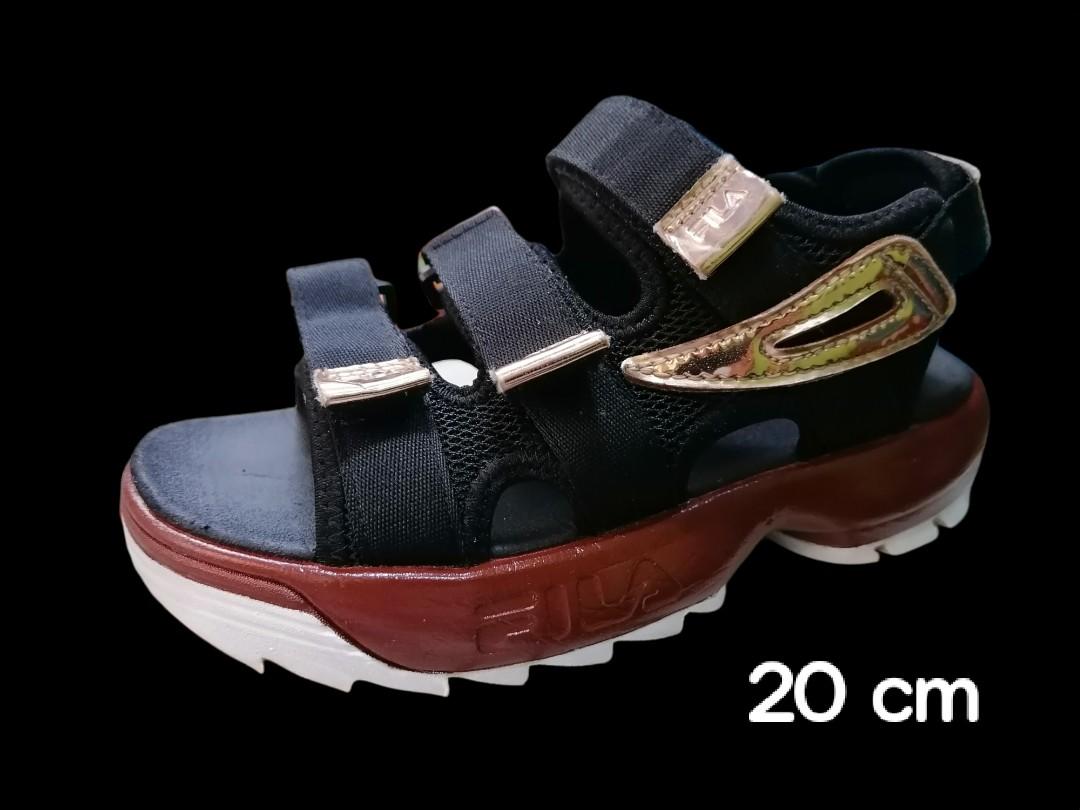 Fila Slide Sandals Kids 11 Black Pink Logo Slip On Flip Flops