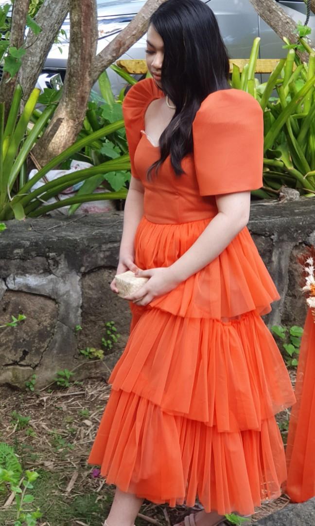 Orange sale filipiniana dress