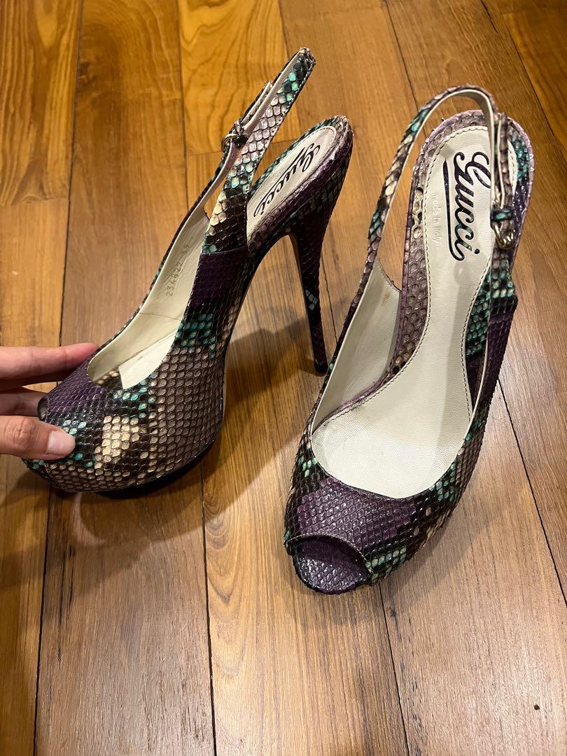 Python Skin Heels Gucci exotic python skin heels, Women's Fashion, Footwear, Heels on ...