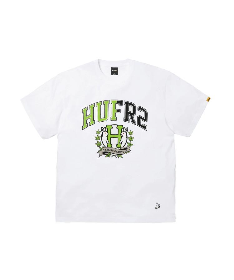 HUF collaboration with #FR2 COLLEGE T-shirt (White), 男裝