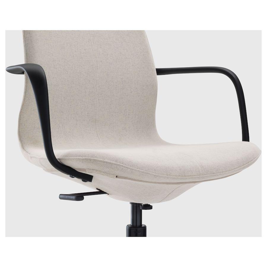 Ikea LÅNGFJÄLL Office chair with armrests, beige, Furniture & Home