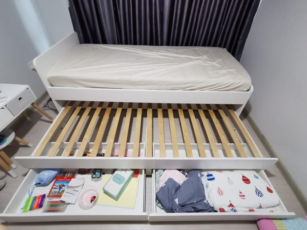 Ikea pull out bed with storage, Furniture & Home Living, Furniture, Bed