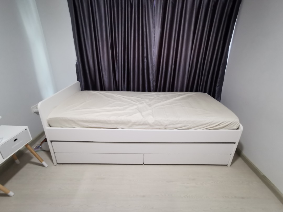 Ikea pull out bed with storage, Furniture & Home Living, Furniture, Bed