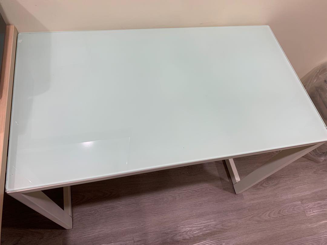 Ikea Tempered glass desk, Furniture & Home Living, Furniture, Tables & Sets on Carousell