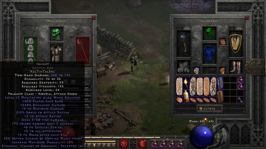 Insight Ethereal Cryptic Axe(High Dmg Roll) Diablo 2 Resurrected