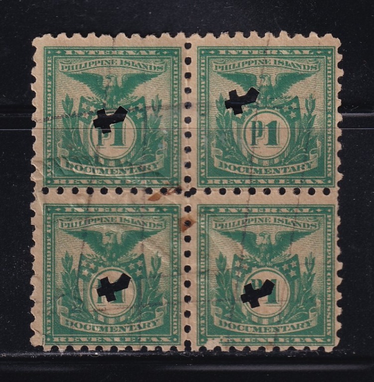 Internal Revenue Documentary Stamps 1920s30s One Peso Used 4 stamps