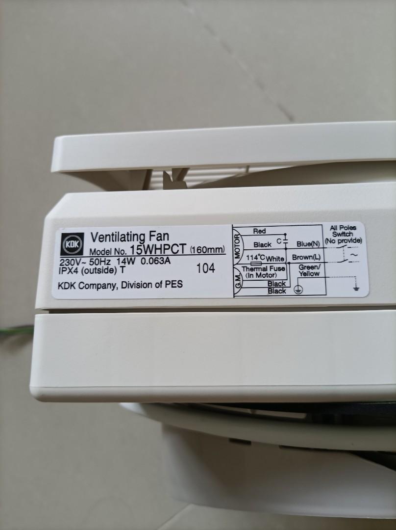 KDK Bathroom Ventilation Fan 15WHPCT, TV & Home Appliances, Other Home ...