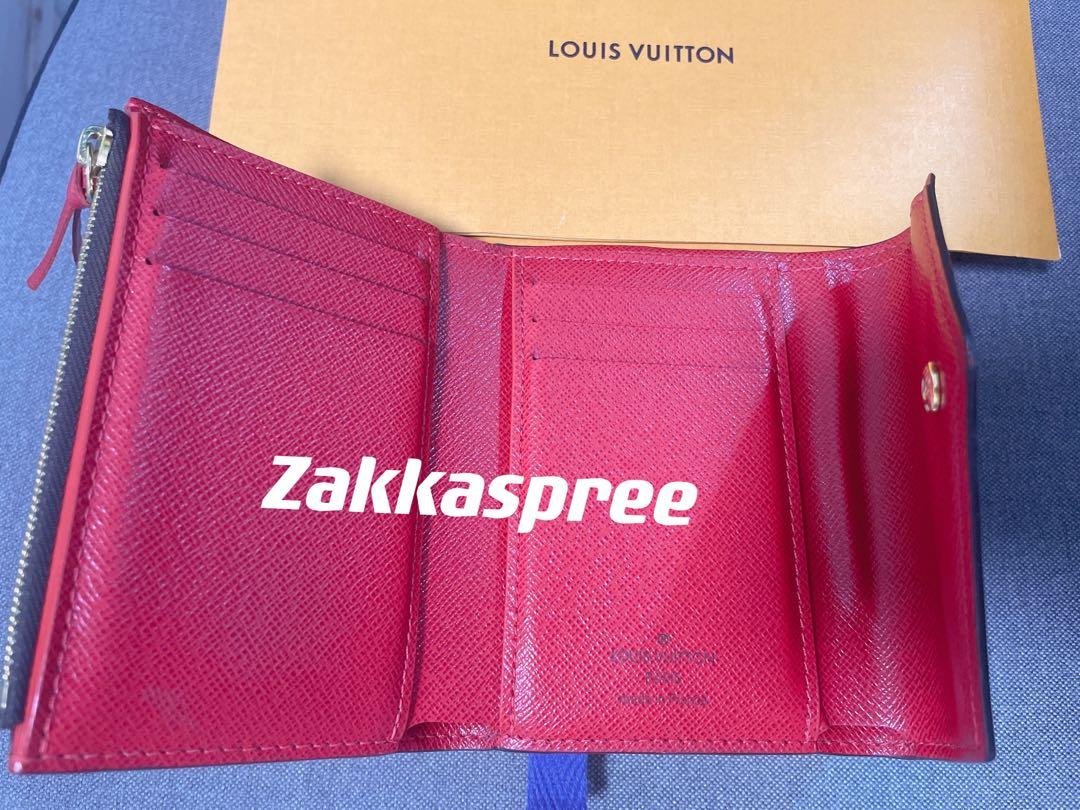 ❤️NEW LOUIS VUITTON Victorine Wallet Damier Ebene Red Coin Card GIFT SET  RARE!