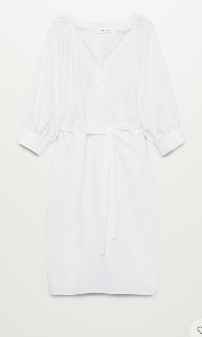 Mango belt cotton dress white Women s Fashion Dresses Sets Dresses on Carousell