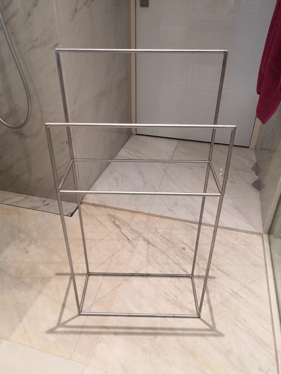 Nickel Standing Towel Rack Crate and Barrel Furniture Home Living Bathroom Kitchen Fixtures on Carousell