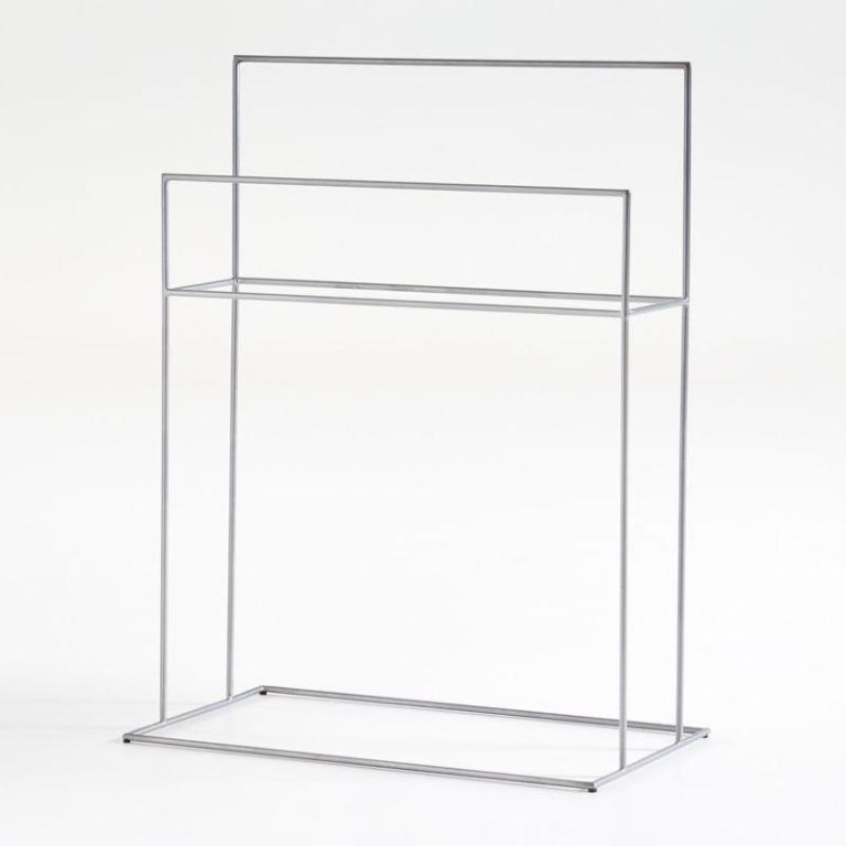 Nickel Standing Towel Rack Crate and Barrel Furniture Home Living Bathroom Kitchen Fixtures on Carousell