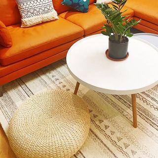 ON HAND AND READY TO SHIP/DELIVER RATTAN OTTOMAN FLOOR CUSHION