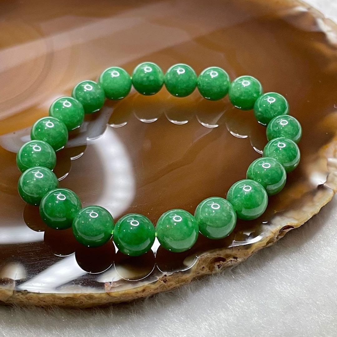 Rare High Quality Type A Full Green Jade Jadeite Beads Bracelet