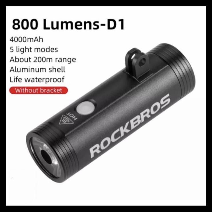 Rockbros d1800 bicycle front light 800 lumens, Sports Equipment