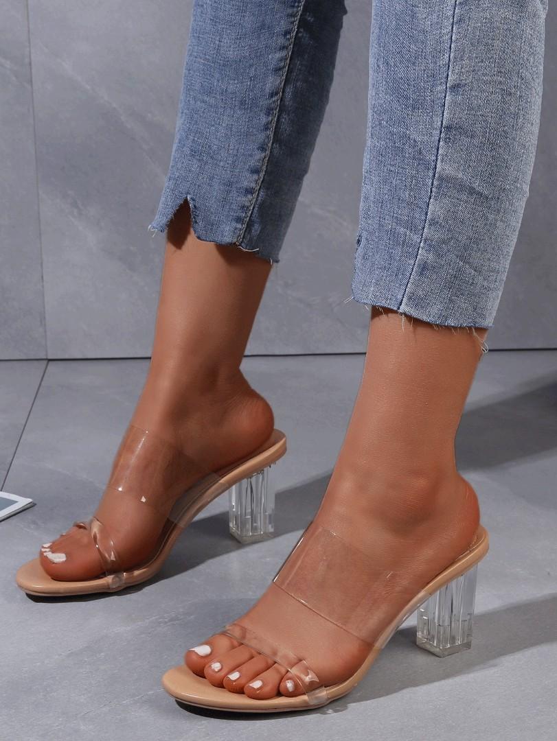 Clear chunky mules clearance