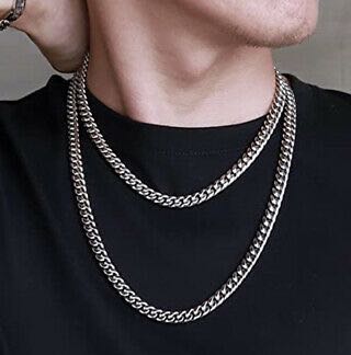 Mens cuban chain top silver