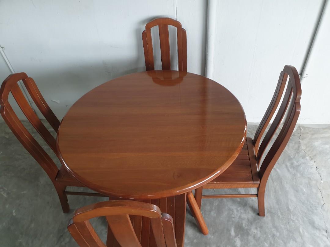 Solid Oak wood extendable round dining table include 4 chairs ...