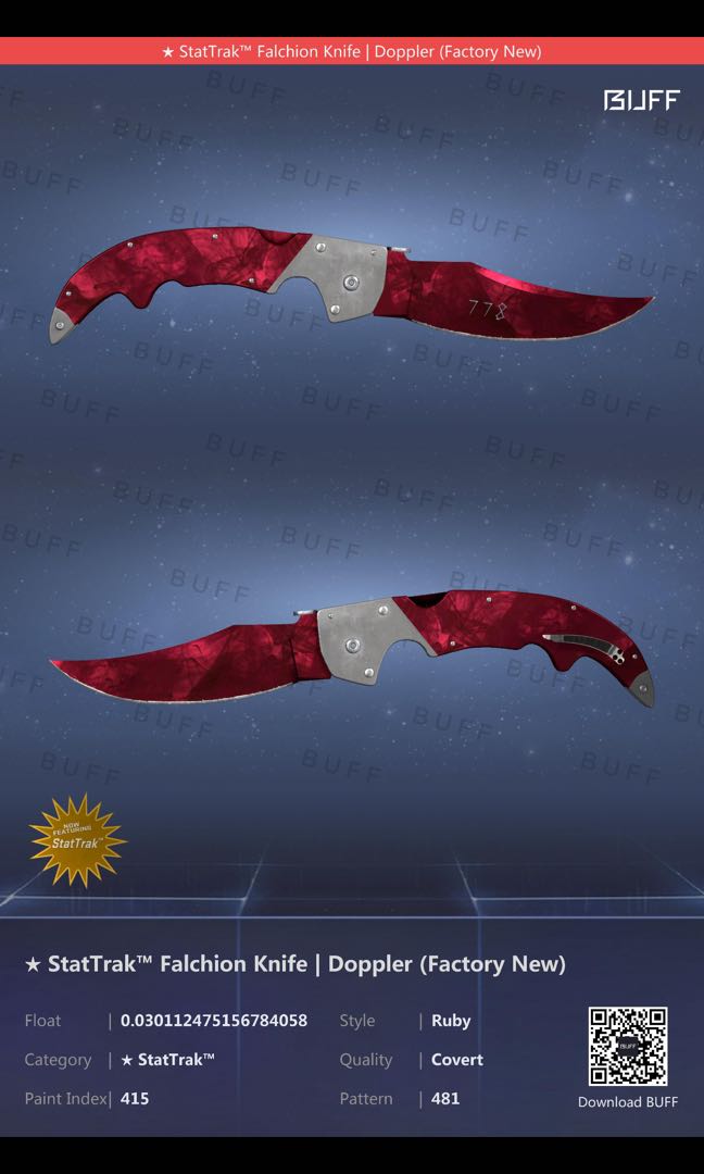 StatTrak Falcion Knife | Ruby FN (CSGO), Video Gaming, Video Games ...