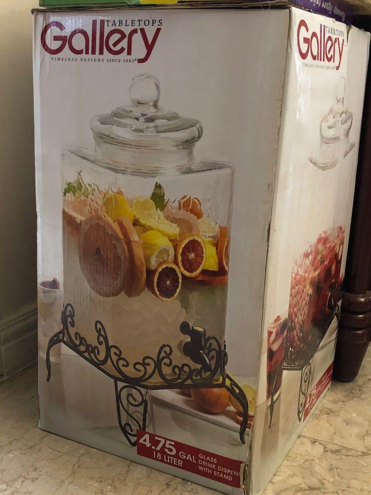 Tabletops Gallery 4.75 gallon glass drink dispenser with stand
