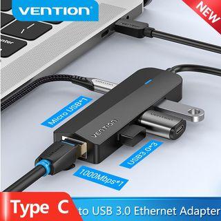 VENTION Type C HUB 5 in 1 Adapter Dongle USB 3.0 Ethernet Gigabit 1000Mbps 4 Ports MacBook Type C