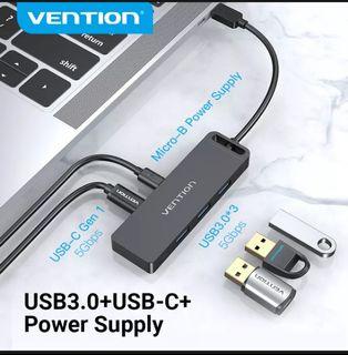 [with Freebie] Vention USB C Hub Hubs Type C USB Splitter Thunderbolt 3 USB-C Dock Adapter OTG Hub 5-Port USB Type C USB Hub Extension USB 3.0