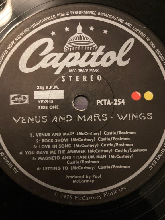 Venus and Mars (With Misprint)Vinyl - Paul McCartney & Wings ...