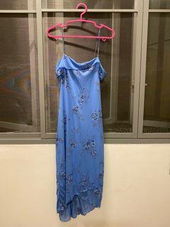 vintage thrifted blue floral dress