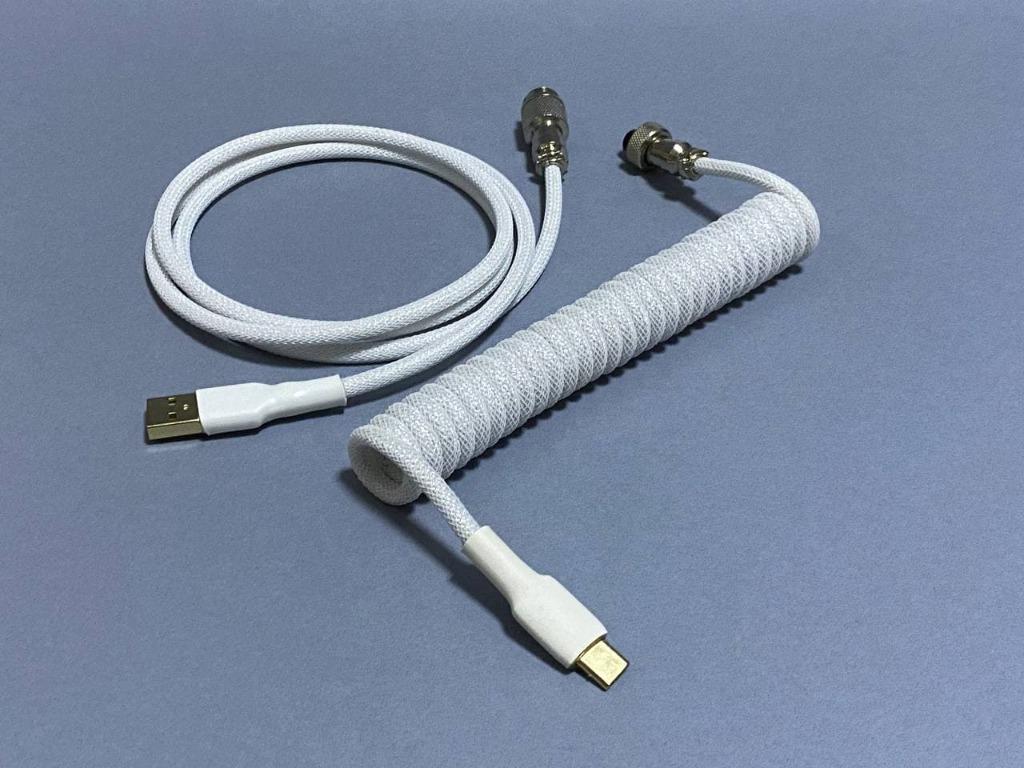 [WildCables] Customized coiled USB C keyboard cable w aviator connector, Computers & Tech, Parts