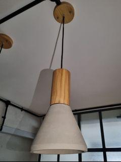 Scandi/Muji/industrial vibes - Wood + concrete ceiling pendant light