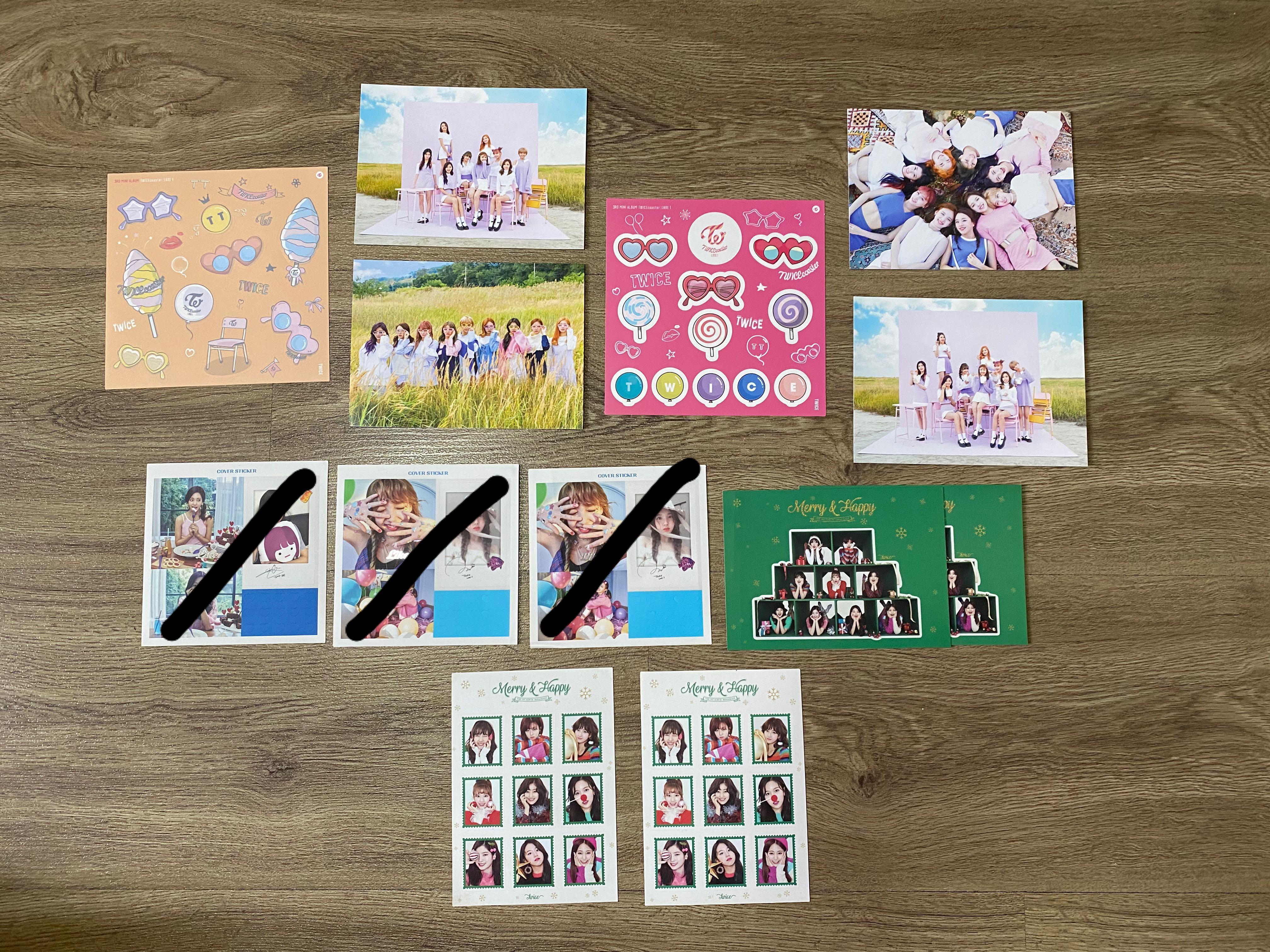 Wts Twice Album Tt Merry And Happy Likey Inserts Stickers Postcard Hobbies Toys Memorabilia Collectibles K Wave On Carousell
