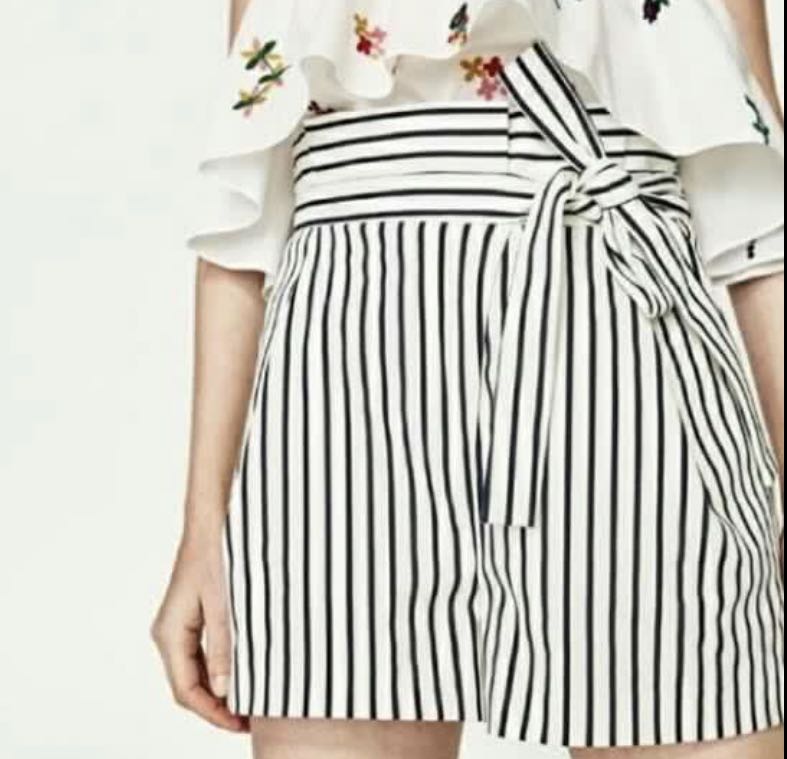 zara striped shorts