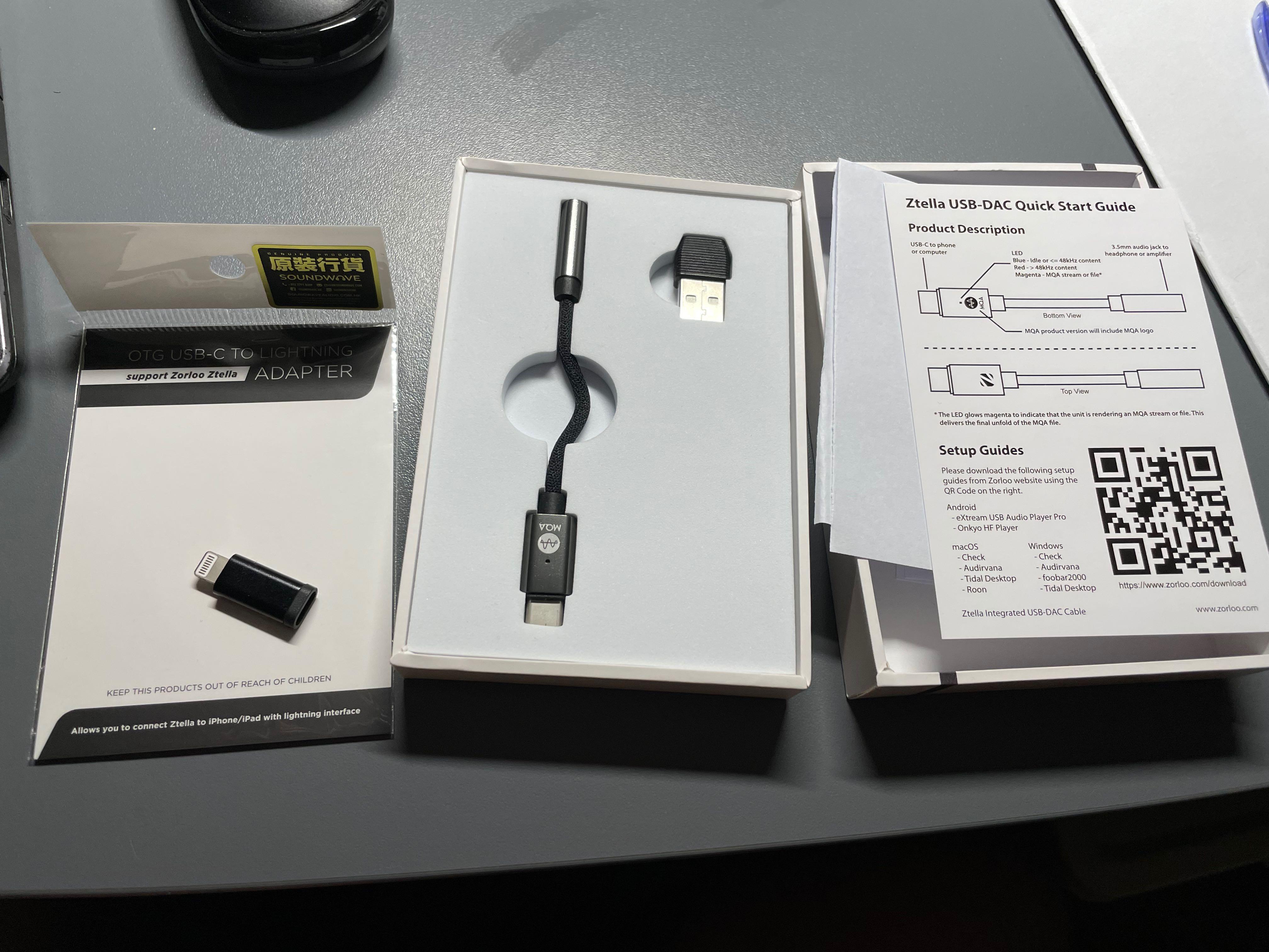 Zorloo Ztella USB DAC CABLE 手機解碼, 音響器材, 可攜式音響設備