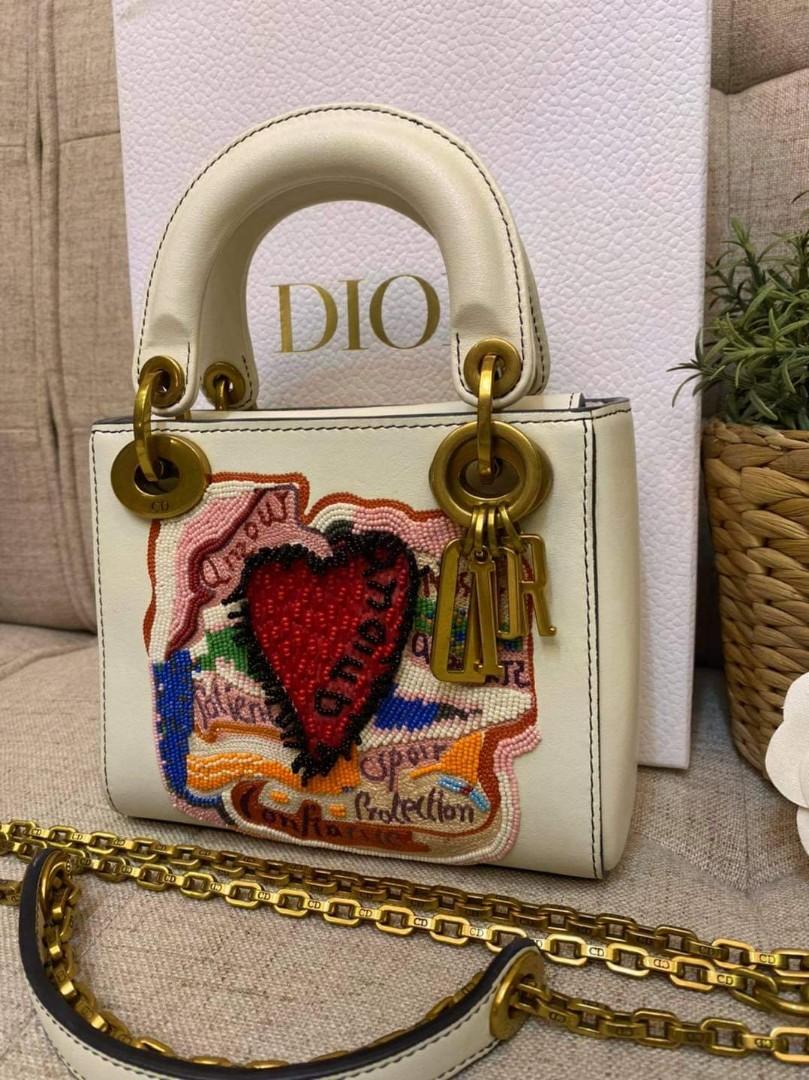 100 Authentic Lady Dior Mini Limited Edition Heart in GHW
