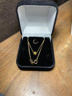 18k Saudi Gold Dainty Necklace with ball charm