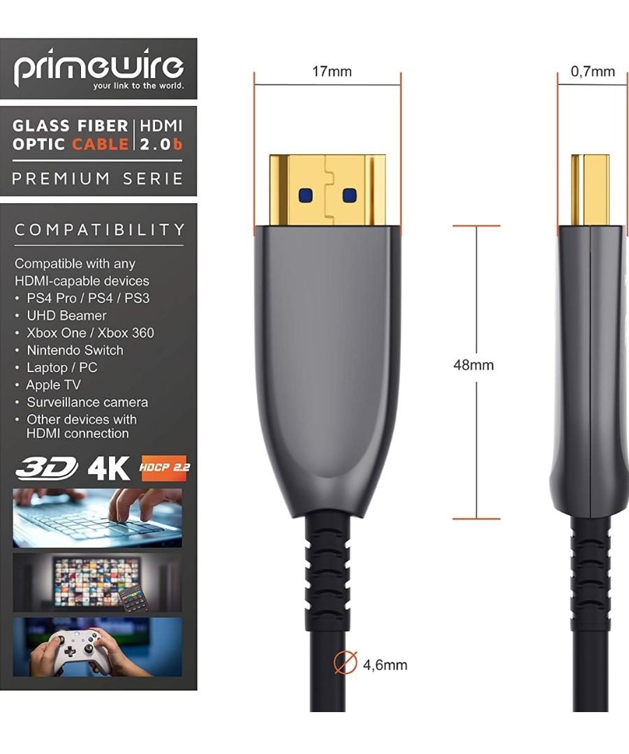 20m Primewire HDMI 2.0b Fibre Optic Cable, Computers & Tech, Parts Accessories, Cables & Adaptors on Carousell