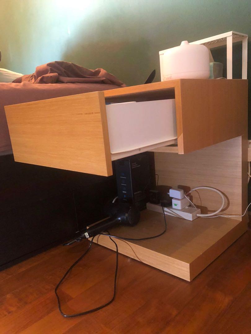 Light Brown Bedside Table, Furniture & Home Living, Furniture, Shelves